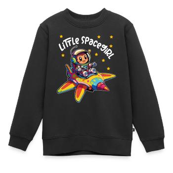 Petite astronaute de l’espace dans un vaisseau spatial coloré - Sweat Premium enfant bio - noir - Devant - AI Model Kid Female (0cm)