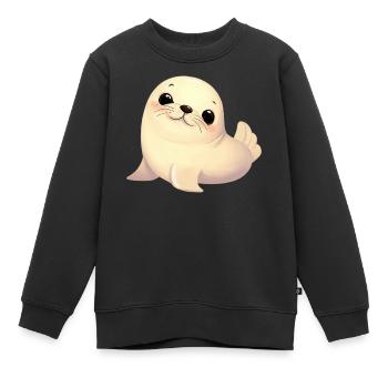 Siegel - Kinder Premium Organic Sweatshirt - Schwarz - Vorne - AI Model Kid Female (0cm)