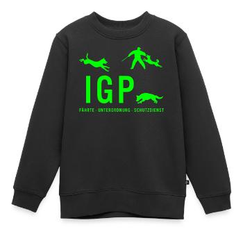 IGP Hundesport - Gruen - Kinder Premium Organic Sweatshirt - Schwarz - Vorne - AI Model Kid Female (0cm)