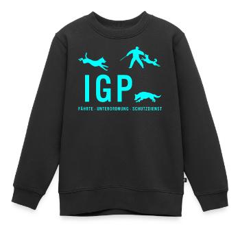 IGP Hundesport - Türkis - Kinder Premium Organic Sweatshirt - Schwarz - Vorne - AI Model Kid Female (0cm)