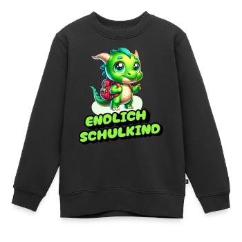 Endlich Schulkind - kleiner Drache zur Einschulung - Kinder Premium Organic Sweatshirt - Schwarz - Vorne - AI Model Kid Female (0cm)