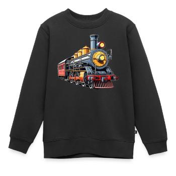 Dampfzug Cartoon Nostalgie - Kinder Premium Organic Sweatshirt - Schwarz - Vorne - AI Model Kid Female (0cm)