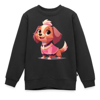 Süßer Welpe - Kinder Premium Organic Sweatshirt - Schwarz - Vorne - AI Model Kid Female (0cm)