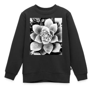schwarz-weiße Blume - Kinder Premium Organic Sweatshirt - Schwarz - Vorne - AI Model Kid Female (0cm)