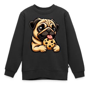 Mops Hund Kekse Nachtisch Süßigkeiten - Kinder Premium Organic Sweatshirt - Schwarz - Vorne - AI Model Kid Female (0cm)