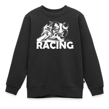 Moto de course Moto Piste de course Icône du logo de la piste de course - Sweat Premium enfant bio - noir - Devant - AI Model Kid Female (0cm)
