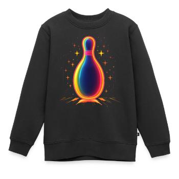 Retro Bowling Pin - Kinder Premium Organic Sweatshirt - Schwarz - Vorne - AI Model Kid Female (0cm)