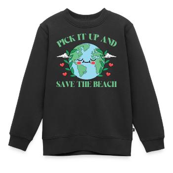 Baignade sur la plage et la mer sans plastique contre la pollution - Sweat Premium enfant bio - noir - Devant - AI Model Kid Female (0cm)
