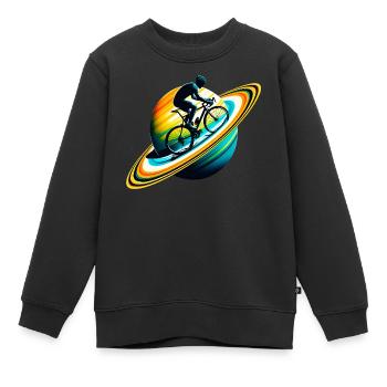 Radfahrer auf Saturn - Kinder Premium Organic Sweatshirt - Schwarz - Vorne - AI Model Kid Female (0cm)