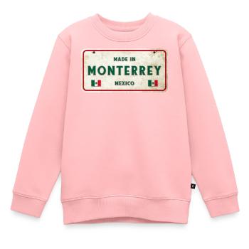 Monterrey Mexiko Vintage Schild Design - Kinder Premium Organic Sweatshirt - Rosa - Vorne - AI Model Kid Female (0cm)