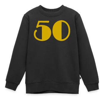 50. 50 ANS. 50e ANNIVERSAIRE. ANNIVERSAIRE 50 ANS. - Sweat Premium enfant bio - noir - Devant - AI Model Kid Female (0cm)