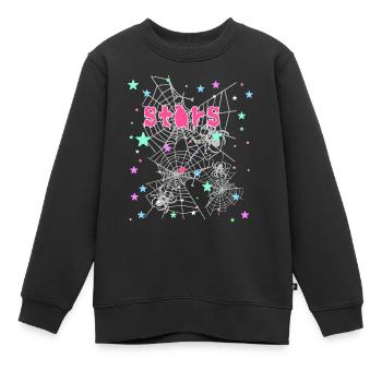Sterne, Spinne, Graffiti,Spinnennetz,stern - Kinder Premium Organic Sweatshirt - Schwarz - Vorne - AI Model Kid Female (0cm)
