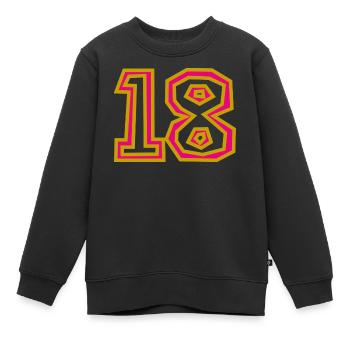 18. 18 ANS. 18e ANNIVERSAIRE. ANNIVERSAIRE 18 ANS. - Sweat Premium enfant bio - noir - Devant - AI Model Kid Female (0cm)