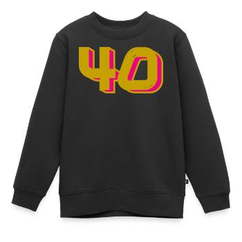 40. 40 ANS. 40e ANNIVERSAIRE. ANNIVERSAIRE 40 ANS. - Sweat Premium enfant bio - noir - Devant - AI Model Kid Female (0cm)