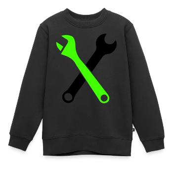 Clé à outils 1 - Sweat Premium enfant bio - noir - Devant - AI Model Kid Female (0cm)