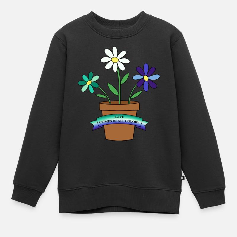 fleurs gaies - Sweat Premium enfant bio - noir
