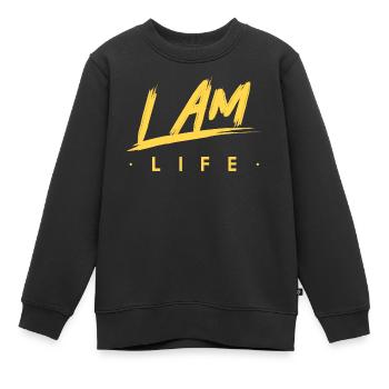 I am life zen motivation - Sweat Premium enfant bio - noir - Devant - AI Model Kid Female (0cm)