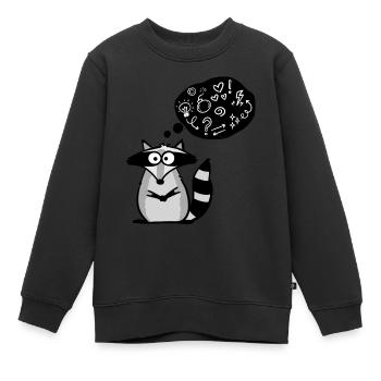 Nachdenklicher Waschbär - Kinder Premium Organic Sweatshirt - Schwarz - Vorne - AI Model Kid Female (0cm)