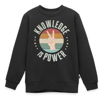 Wissen ist Macht - Kinder Premium Organic Sweatshirt - Schwarz - Vorne - AI Model Kid Female (0cm)