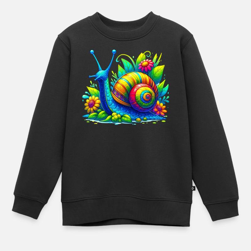 Schnecke - Kinder Premium Organic Sweatshirt - Schwarz