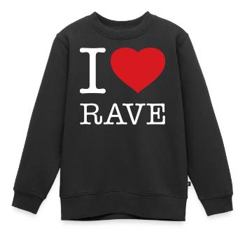 I LOVE RAVE - Kinder Premium Organic Sweatshirt - Schwarz - Vorne - AI Model Kid Female (0cm)