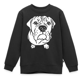 Bulldog bettelnd - Kinder Premium Organic Sweatshirt - Schwarz - Vorne - AI Model Kid Female (0cm)