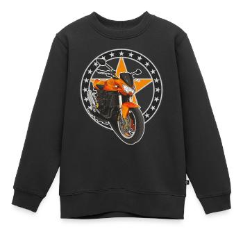 Superbike // Orange // Illustration - Kinder Premium Organic Sweatshirt - Schwarz - Vorne - AI Model Kid Female (0cm)