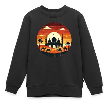 Marrakesch Moschee Sonnenuntergang - Kinder Premium Organic Sweatshirt - Schwarz - Vorne - AI Model Kid Female (0cm)