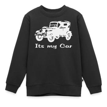 Motif de voiture ancienne avec lettrage - Sweat Premium enfant bio - noir - Devant - AI Model Kid Female (0cm)