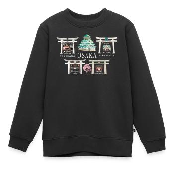 Osaka, 5 Sehenswürdigkeiten, Japan Handzeichnung - Kinder Premium Organic Sweatshirt - Schwarz - Vorne - AI Model Kid Female (0cm)