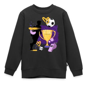 Football - Champions - Kids Premium Organic Sweatshirt - black - Front - AI Model Kid Female (0cm)
