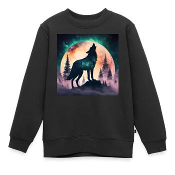 Le loup de la pleine lune - Sweat Premium enfant bio - noir - Devant - AI Model Kid Female (0cm)