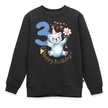 Kind Eisbär 3 Jahre 3. Geburtstag - Kinder Premium Organic Sweatshirt - Schwarz - Vorne - AI Model Kid Female (0cm)