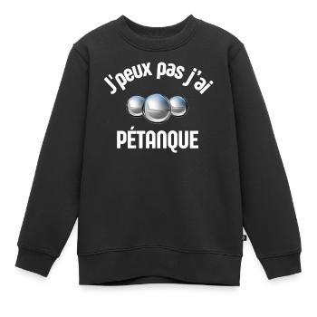 Pétanque, Melone, Petanque-Fan - Kinder Premium Organic Sweatshirt - Schwarz - Vorne - AI Model Kid Female (0cm)