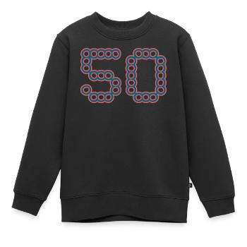 50. 50 ANS. 50e ANNIVERSAIRE. ANNIVERSAIRE 50 ANS. - Sweat Premium enfant bio - noir - Devant - AI Model Kid Female (0cm)