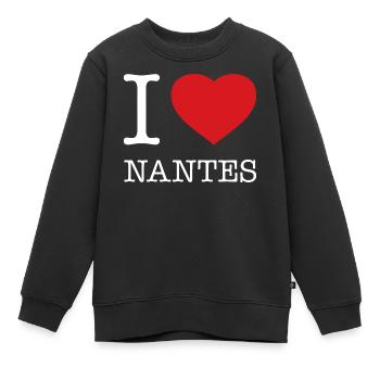J’AIME NANTES France - Sweat Premium enfant bio - noir - Devant - AI Model Kid Female (0cm)