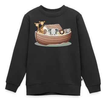 Cute Animal Illustration – Noah's Ark with Animals - Kids Premium Organic Sweatshirt - black - Front - AI Model Kid Female (0cm)