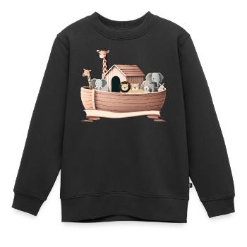 Cute Animal Illustration – Noah's Ark with Animals - Kids Premium Organic Sweatshirt - black - Front - AI Model Kid Female (0cm)