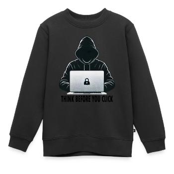 Denke nach bevor du klickst - Cyber Sicherheit - Kinder Premium Organic Sweatshirt - Schwarz - Vorne - AI Model Kid Female (0cm)