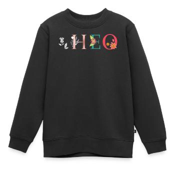 THEO Namenskunst mit Blumen bestickt - Kinder Premium Organic Sweatshirt - Schwarz - Vorne - AI Model Kid Female (0cm)