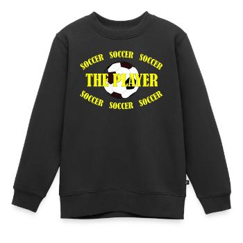 SOCCER - THE PLAYER - Kinder Premium Organic Sweatshirt - Schwarz - Vorne - AI Model Kid Female (0cm)