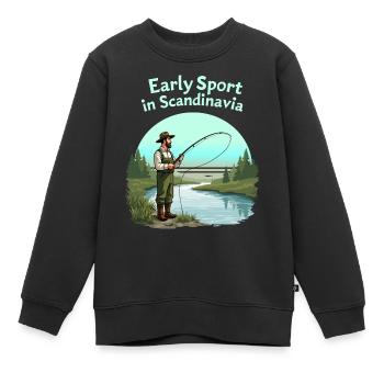 Pêche en Scandinavie - Sweat Premium enfant bio - noir - Devant - AI Model Kid Female (0cm)