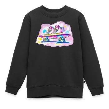 Skateboard mit Schuhe - Kinder Premium Organic Sweatshirt - Schwarz - Vorne - AI Model Kid Female (0cm)