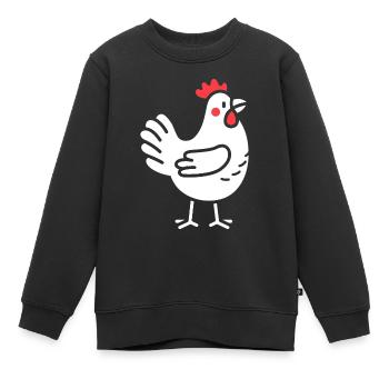 Poulet - Sweat Premium enfant bio - noir - Devant - AI Model Kid Female (0cm)