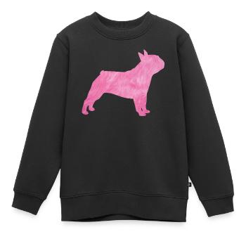 Carlin Chien à fourrure duveteuse Maître Maîtresse rose - Sweat Premium enfant bio - noir - Devant - AI Model Kid Female (0cm)