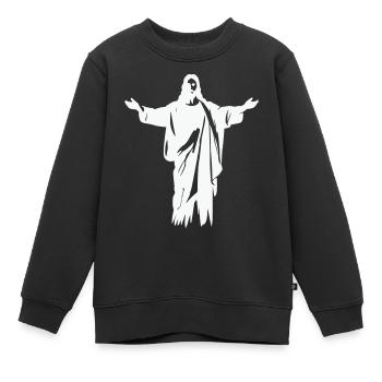 Jésus - Sweat Premium enfant bio - noir - Devant - AI Model Kid Female (0cm)