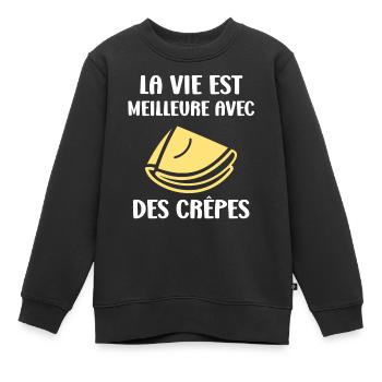 crêpe - Sweat Premium enfant bio - noir - Devant - AI Model Kid Female (0cm)