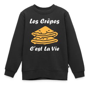 crêpe - Sweat Premium enfant bio - noir - Devant - AI Model Kid Female (0cm)