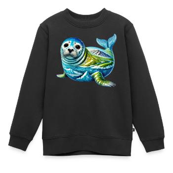 Siegel - Kinder Premium Organic Sweatshirt - Schwarz - Vorne - AI Model Kid Female (0cm)