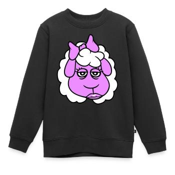 mouton fille femme visage femelle assez fatigué - Sweat Premium enfant bio - noir - Devant - AI Model Kid Female (0cm)